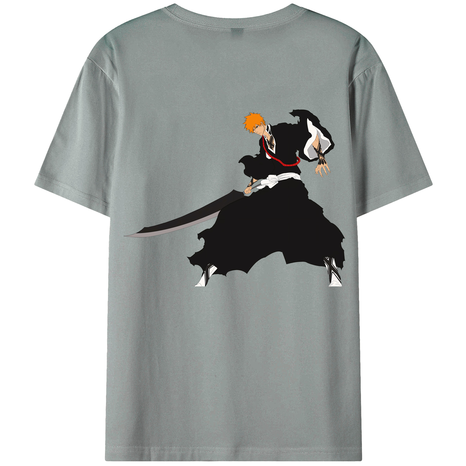 （画像用） ブリーチ 黒崎一護（くろさき いちご）BLEACH Kurosaki Ichigo 綿100％ メンズ半袖Tシャツ（バックプリント） 通気性